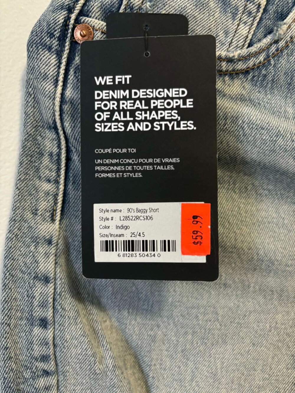 Silver Jeans 90'S BAGGY LIGHT INDIGO DENIM SHORT - New - Size 25 - Picture 7 of 9
